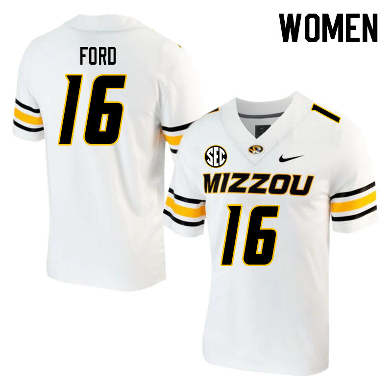 Women #16 Travion Ford Missouri Tigers College 2023 Football Stitched Jerseys Sale-White